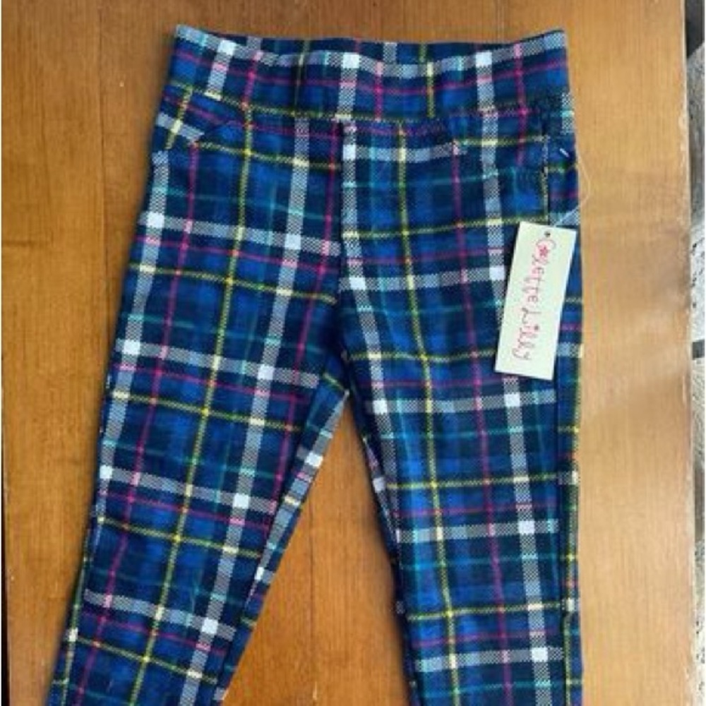 New With Tags Girls Size (4) Colette Lilly Plaid Pull On Pants